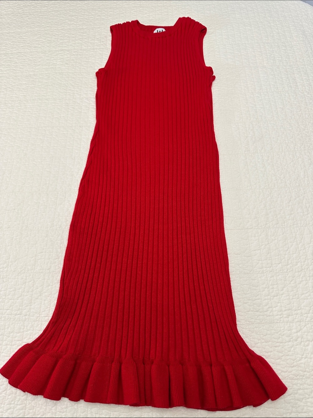 John & Jenn Red Small Sleeveless Ribbed Maxi Dress Above The Knee